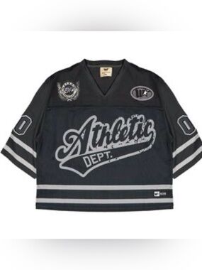 NWT Watson Athletic Dept Cropped Football Jersey Charcoal Gray Streetwear L